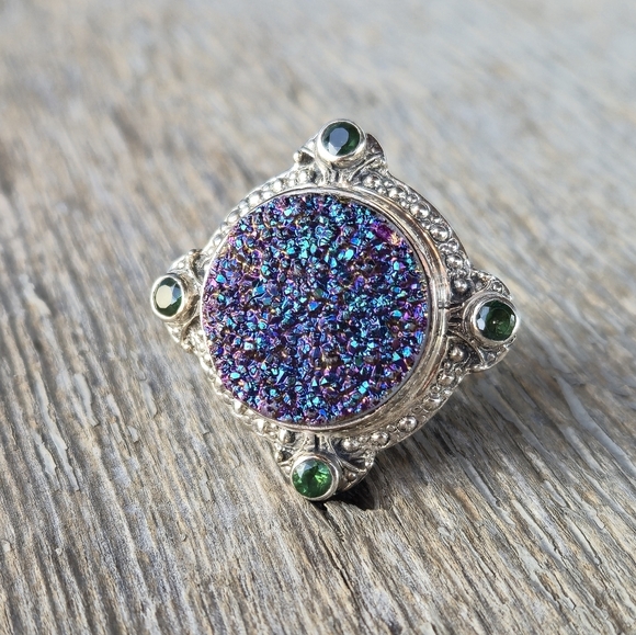 Nicky Butler RAJ LIMITED EDITION Druzy Quartz NB 925 Sterling Silver Ring Size 9 - Picture 9 of 16